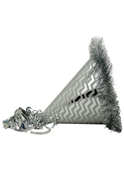 Kazanabil Metallized Cation Large Size Cardboard Party Hat Silver