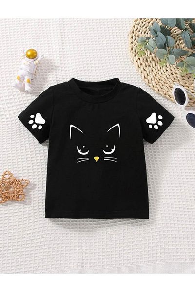 Machetta Tricou pentru copii unisex oversize cu imprimeu Cat Meow