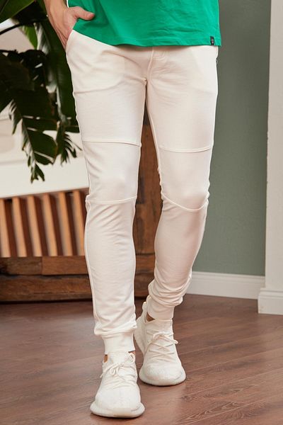 Danger Pantaloni de trening pentru bărbați, cu formă regulată, ecru