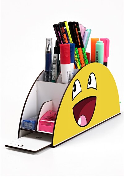 Notpa حامل قلم مكتبي خشبي Vip Smiling Emoji بألوان قوس قزح منظم للأطفال Vip77