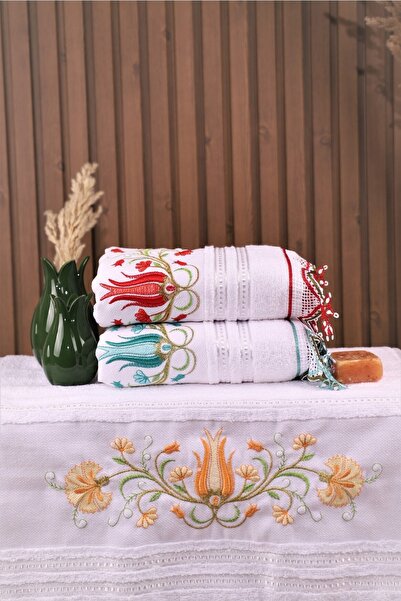 Pidora Textil 3lü Işlemeli Çeyizlik 50*90 El Yüz Havlusu