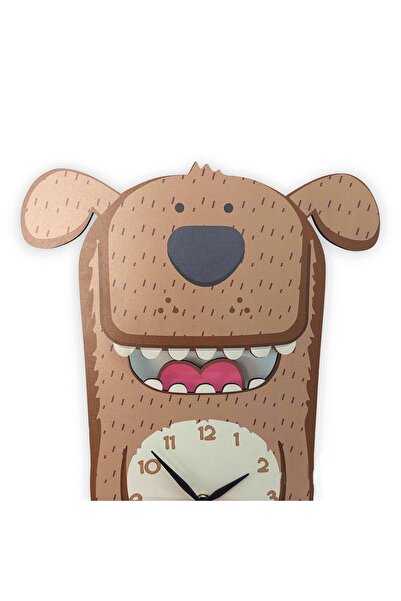 CajuArt Cute Dog Children's Wall Clock with Wooden Swinging Pendulum