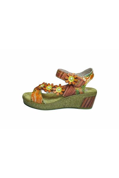 LAURA VITA Sandalette - Orange - Flacher Absatz