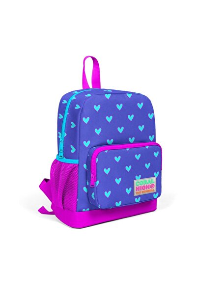 Coral High Kids Lavanta Pembe Kalp Desenli Iki Bölmeli Okul Sırt Çantası 23606