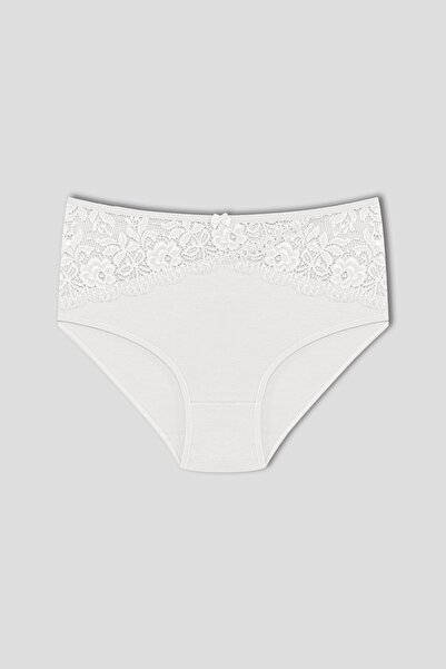 HNX 5-Piece Cotton Front Waist Lace Detailed High Waist Plus Size Women's Panties