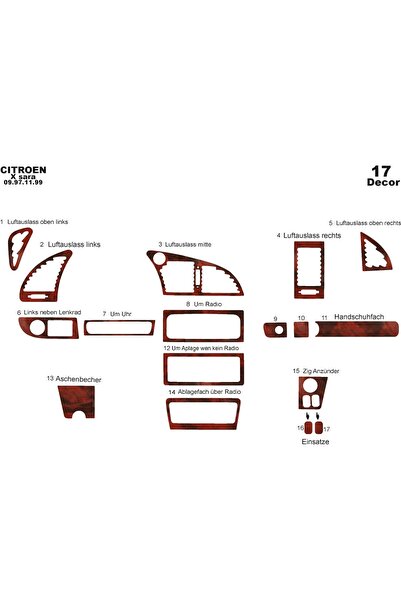 meriç cockpit design ميريتش ®   سيتروين كسارا 1 توربيدو أمامي مطلي بالماهوجني...