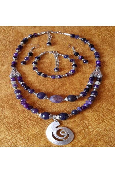 Asteria Elite Purple Agate Spiritual Balance, Wisdom and Inner Peace Jewelry Set