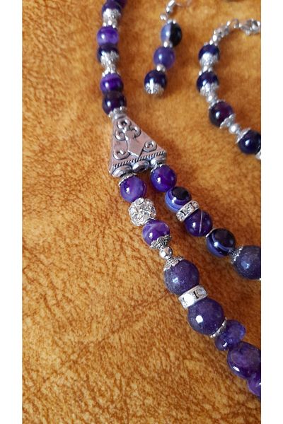 Asteria Elite Purple Agate Spiritual Balance, Wisdom and Inner Peace Jewelry Set