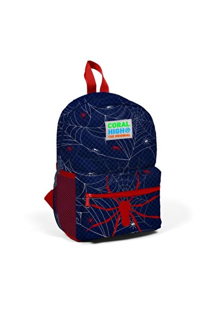 Coral High Rucsac Minik Yuva, albastru marine, roșu, model păianjen, două com...