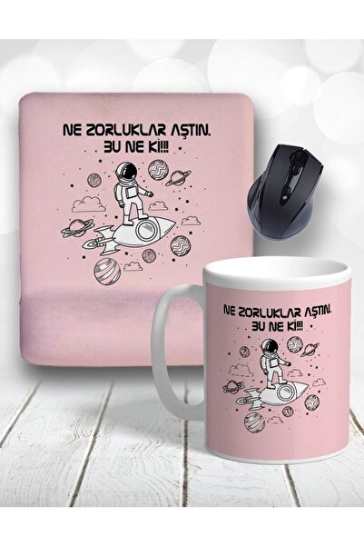 GünayStore Tukan Retro Bilek Destekli Mouse Pad Ve Kupa Bardak