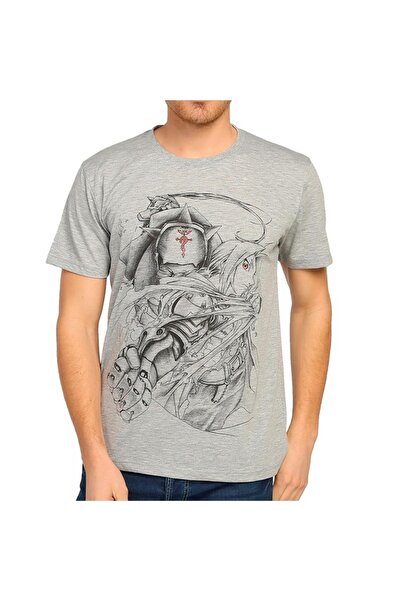 Bant Giyim Fullmetal Alchemist Men's Grey T-Shirt T-Shirt