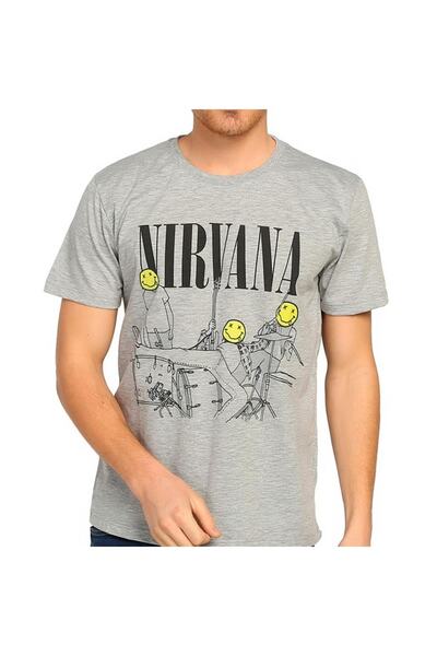 - Nirvana Kurt Cobain Gri Erkek T-shirt Tişört
