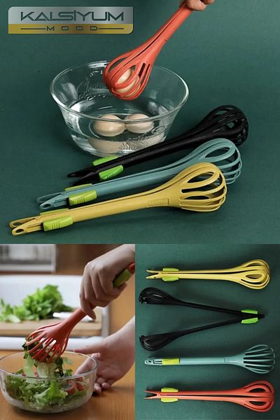 Kalsiyum Mood 2 in 1 Magic Beater Practical Egg Sauce Cream Beater and Pasta Tongs| Beater Tongs Set