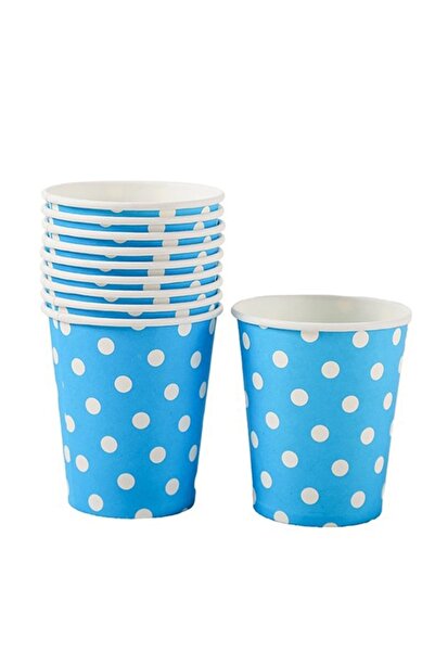 PARTİ SEPETİ Mavi Puantiyeli Karton Bardak