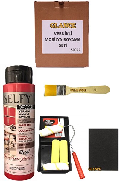 GLANCE Rich Selfy Decor 500 Cc Italyan Kırmızı Kendinden Vernikli Mobilya Boy...