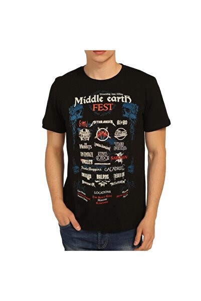 Bant Giyim Lord of the Rings Men's Black T-Shirt - Middle-Earth Design