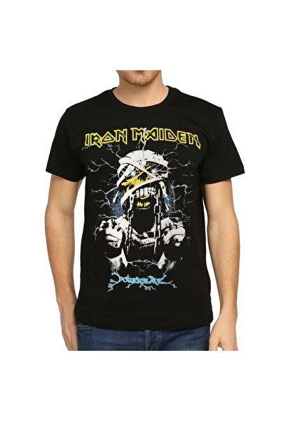 Bant Giyim Iron Maiden Powerslave - تي شيرت رجالي أسود