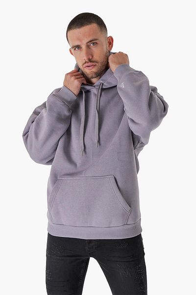 CHUBA Ανδρικό φούτερ Comfortable Fit Three Thread Basic Hooded Φούτερ Γκρι 23w104