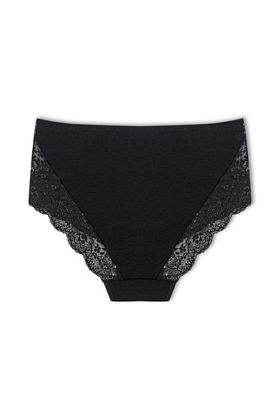 HNX Bumbac Negru Dantela Fata Spate V Dantela Taie Inalta Slip Femei Chiloti
