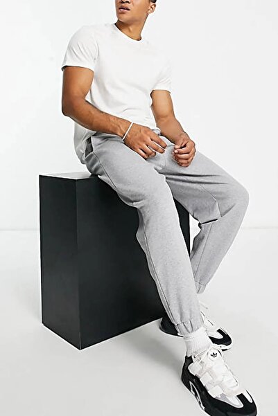 KRAVEN Γκρι απλό ανδρικό αθλητικό παντελόνι με κορδόνια και ελαστικά πόδια