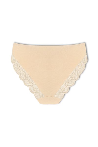 HNX Skin Cotton Front Lace Back V Lace Plus Size High Waist Slip Women's Panties
