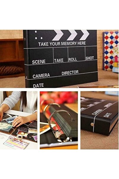 Adil Baba Klaket Tasarım Siyah Yapraklı Fotoğraf Albümü Ve Beyaz Jel Kalem