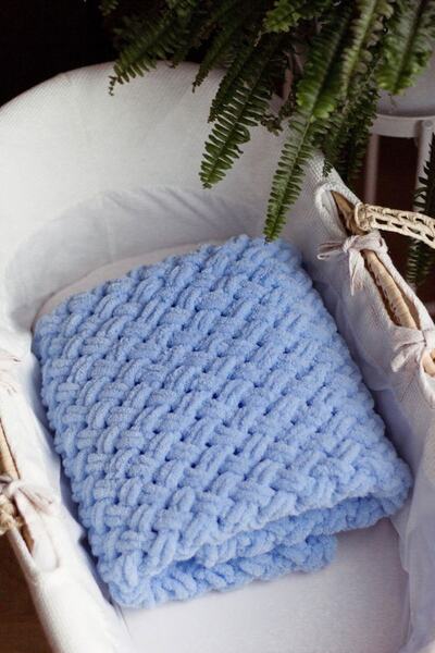 SWA SİDRE WOOD ART Puffy El Örgüsü Battaniye