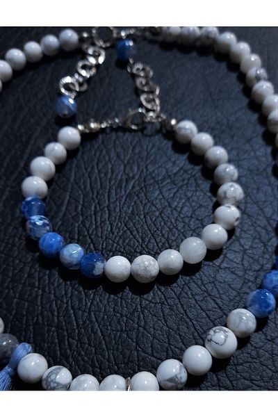 Asteria Elite Howlite Agate Peace and Communication Necklace Bracelet Set