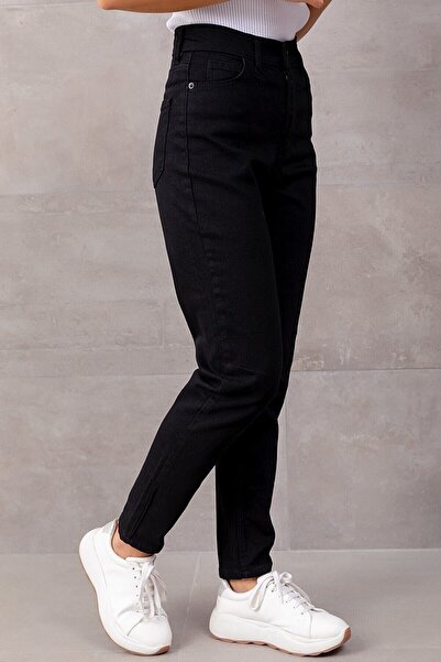 DRC trend Almira Black Sa likrom Mom farmerke Hlače