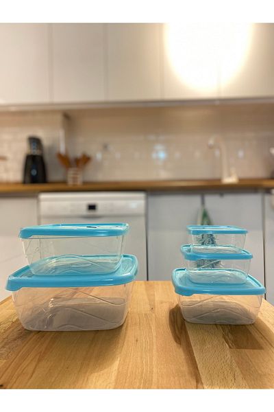 ECO KİTCHEN Set of 5 Square Transparent Food Storage Containers