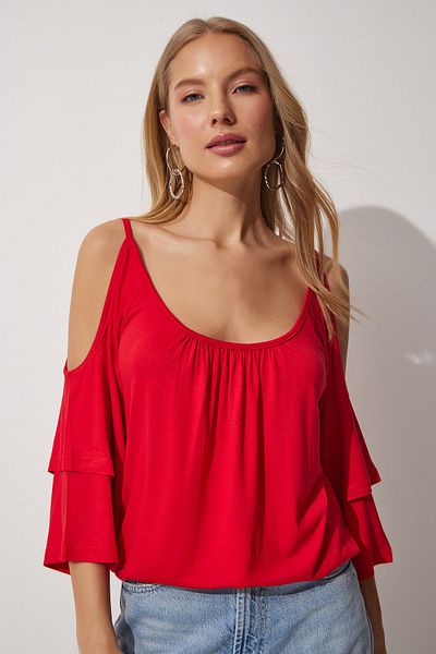 Happiness İstanbul Bluse - Rot - Regular Fit