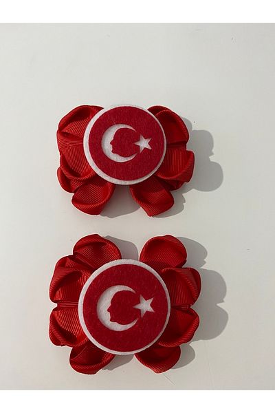 Stil Tasarım Toka 2 Pieces April 23 Buckle with Atatürk Silhouette Red