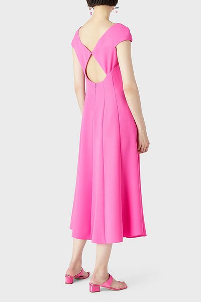 Emporio Armani Backless V-Neck Cut Out Flared Midi Dress Dress D4na1f 2nwaz 309