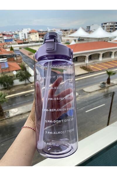 AYÇÖZ Günlük Spor,yürüyüş,ofis Suluk Motivasyon Su Matarası 2 Litre