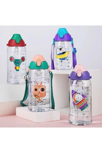 SEYFİKİRTASİYE Uzspace 700 Ml - Large Size-Lid 2 Separated Lid Tritan Water Bottle with/without Straw