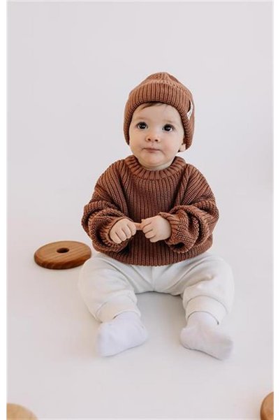 yobebek Baby Boy Girl Knitwear Sweater Brick Color
