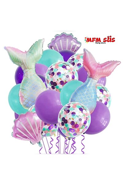 MFM مجموعة بالونات عيد ميلاد حورية البحر من رقائق الفويل