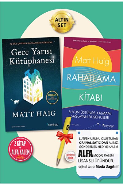 Domingo Yayınevi Gece Yarısı Kütüphanesi + Rahatlama Kitabı (matt Haig) 2 Kit...