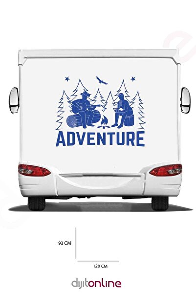 Dijitonline Autocolant pentru foc de tabără pentru rulotă - Autocolant pentru camping - Autocolant aventură - 120x93 Cm
