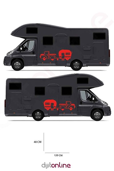 Dijitonline 2 Pieces Caravan Sticker - Camping Sticker - 120x40 Cm