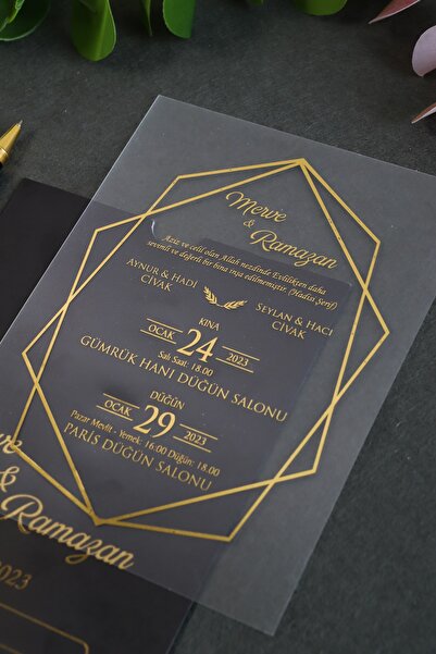 Luna Davetiye Şeffaf Düğün, Nikah, Nişan Davetiyesi (50 ADET)