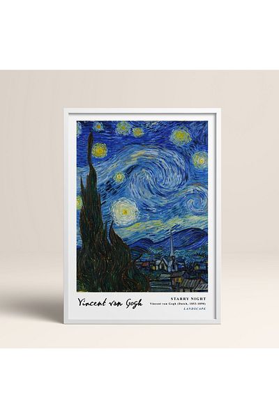 HOMEPACK Σκελετός Vincent Vangogh Starry Night 30x40cm 40x60cm 50x70cm Μαύρο Λευκό Ξύλινο Σκελετός Vangogh01