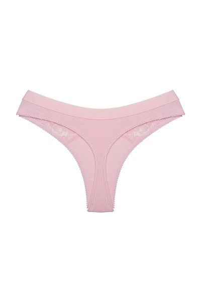Zena Cotton Pink Women's Thong Panties - Elastic Waist