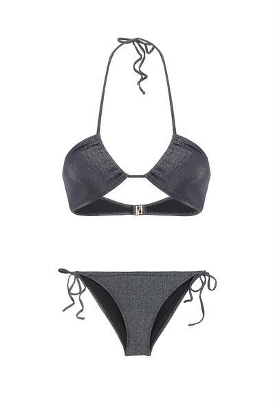 AQUELLA Σετ μπικίνι Halter Neck Glittery Black
