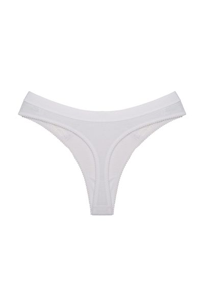 Zena White Cotton Women's Thong Panties with Elastic Waist