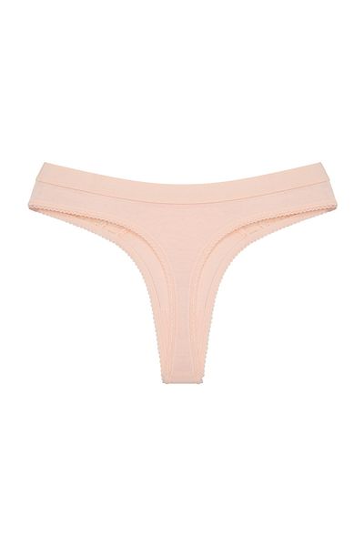 Zena Cotton Thong Panties - Peach and Elastic Waist Women's Model