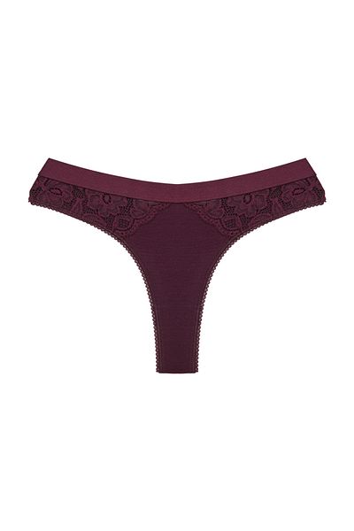 Zena Purple Cotton Women's Thong Panties - Elastic Waist