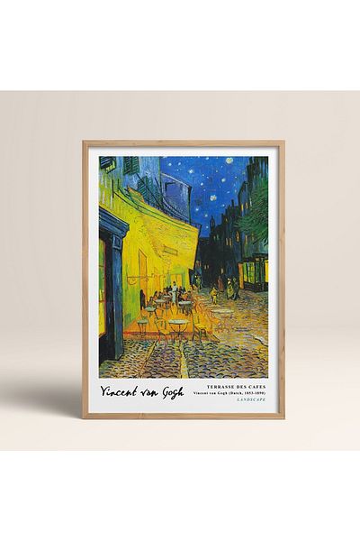 HOMEPACK Επιτραπέζιο ζωγραφικής Vincent Van Gogh με κορνίζα 30x40cm 40x60cm 50x70cm Μαύρο Λευκό Ξύλινο Πλαίσιο Vangogh03