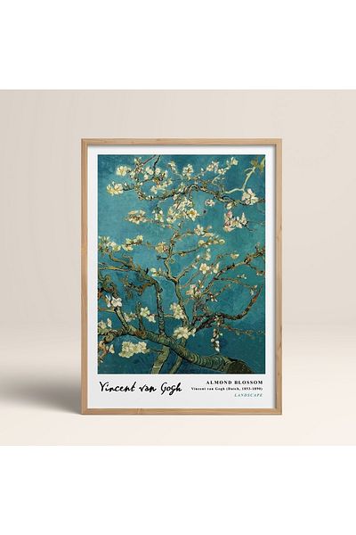 HOMEPACK Рамкирано Винсент Вангог Модерно изкуство 30x40см 40x60см 50x70см Черно Бяло Дървена рамка Vangogh02