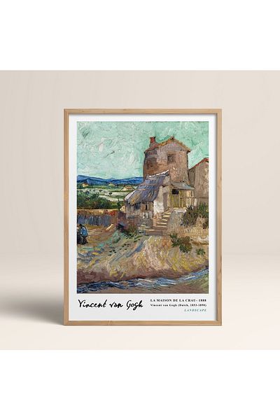 HOMEPACK Рамкирана картина на Винсент Ван Гог 30x40см 40x60см 50x70см Черно-бяла дървена рамка Vangogh04